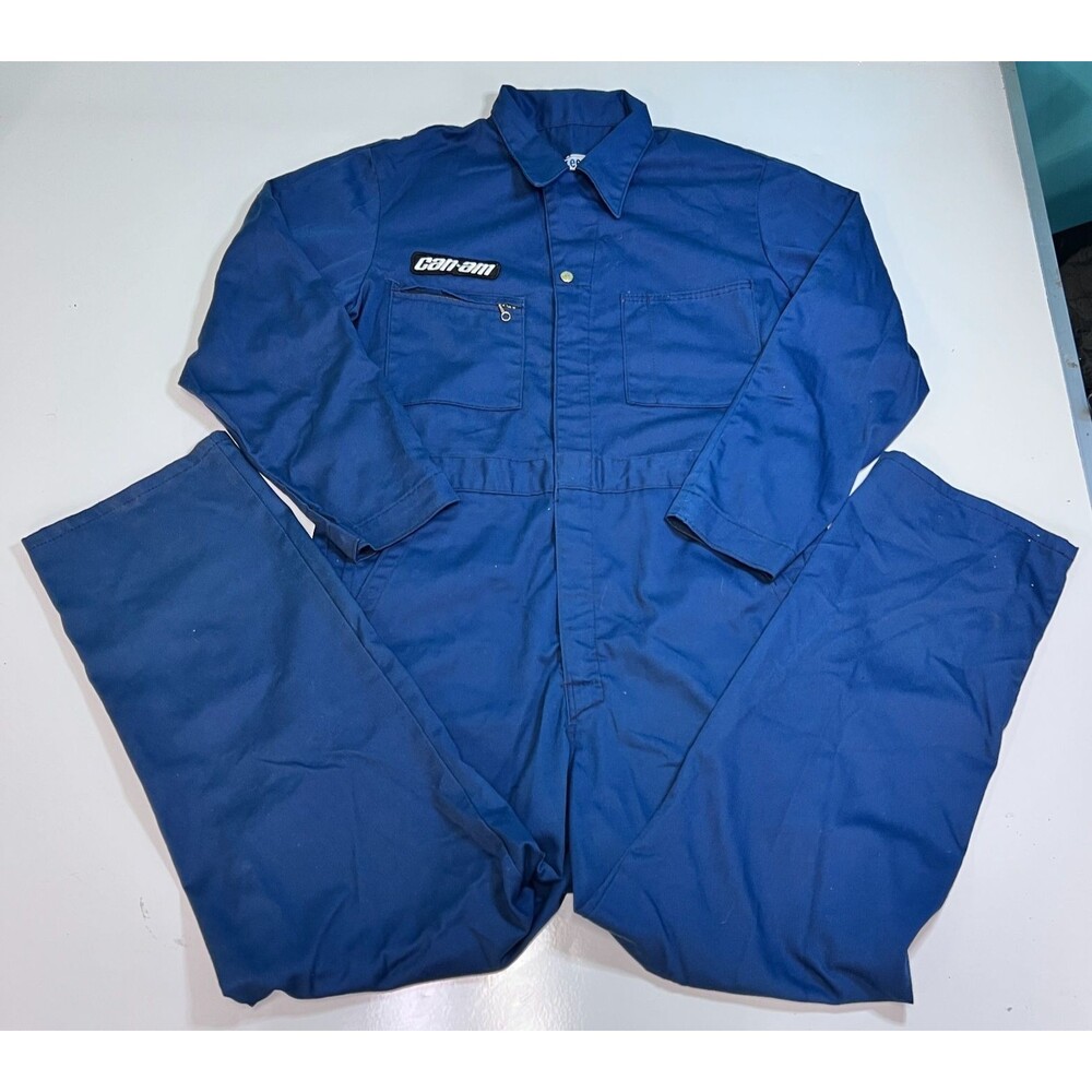 Vintage Lee Union Alls Coveralls Made in USA Can-Am Patch Blue Mechanic Jumpsuit